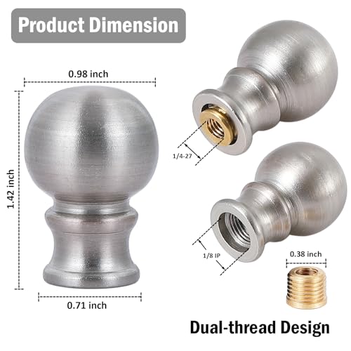 Image of 2 Packs Brushed Nickel Lamp Finials, Solid Finials for Lamp Shades, Lamp Toppers Screw On, Silver Lamp Finials Decorative for Table Lamp