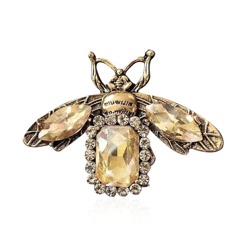 Rhinestone Bee Brooch Pin for Women Men Fashion Crystal Vintage Alloy Honey Insect Animal Brooches Lapel Dainty Dress Accessories Jewelry for Hat Bag Suit Tie Wedding Birthday