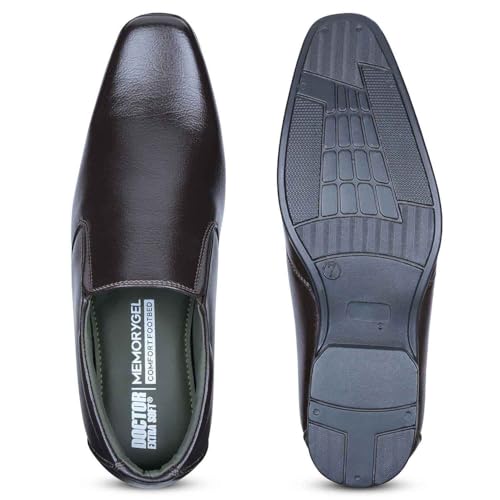 Image of DOCTOR EXTRA SOFT Men's Black Formal Shoes- Classic Office Business Dress Shoes, Slip On Style, Lightweight Cushioned Sole, Non-Slip Professional Work, Wedding,Party & Casual Footwear D-852