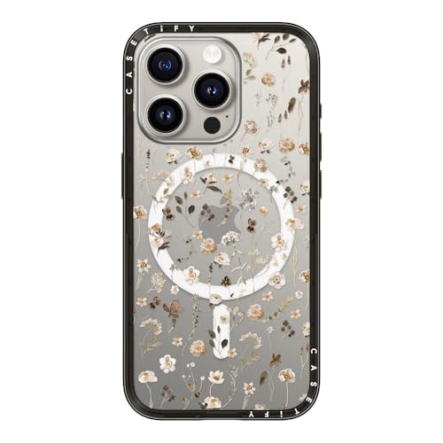 CASETiFY �R���p�N�g iPhone 15 Pro �P�[�X [MagSafe�Ή�/���^ �y��/�ϏՌ�] - WILDFLOWER FRIDAY - �u���b�N