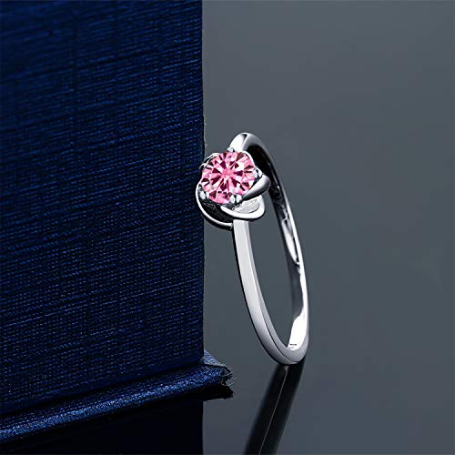 Gem Stone King 10K White Gold 5MM Round Gemstone Birthstone Solitaire Engagement Ring | Wedding Anniversary Promise Gold Ring For Women | Available In Size 5, 6, 7, 8, 94