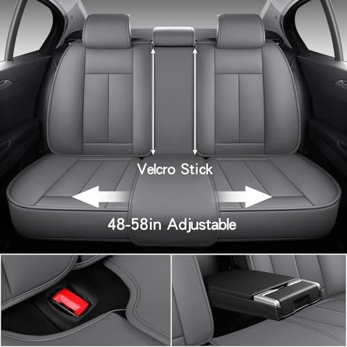 Image of MINGBRON Leather Car Seat Covers,Car Seat Covers Full Set,Automotive Seat Covers 5 Seats,Fit for Most Cars SUV and Most Sedans Grey