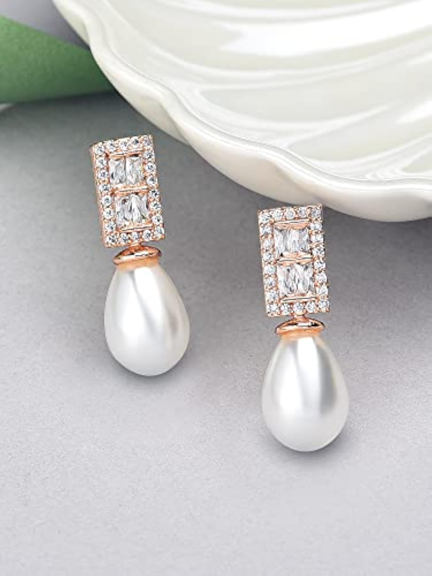 Women's Contemporary Cubic Zirconia & Brass Stud Earrings