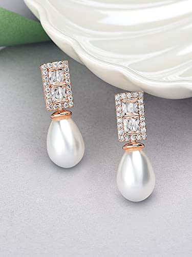 Women's Contemporary Cubic Zirconia & Brass Stud Earrings