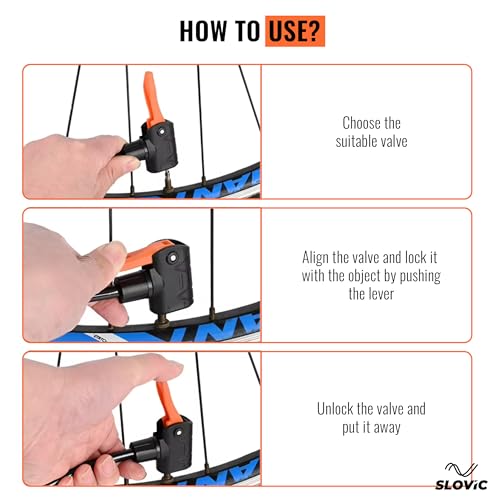 Image of Slovic Cycle Pump for Bicycle with Meter | Foot Air Pump for Car Tyre, Bike, Basketbal, Football Pump, | Cycle Accessories for Bicycle | Easy to Carry & Store