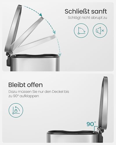 SONGMICS Mülleimer 50L aus Stahl, Tretmülleimer mit Deckel – Ansicht 4