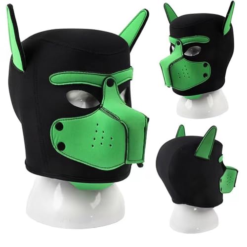 Hundemaske, Weiche Latex-Hundemaske mit Ohren, Welpenmaske für Cosplay-Party-Maskerade Set, Welpenmaske, Petplay Hundemaske, Weiche Latex Petplay Hundemaske, für Festivalpartys, Halloween, Maskerade
