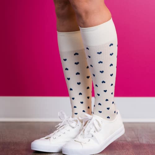 Image of Rejuva Women's Heart Pattern Knee High 15-20 mmHg Graduated Compression Socks