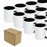 Set of 24 11oz Sublimation Blank Mugs Two Tone With Black Inside Handle, With Brown Mail Order Box