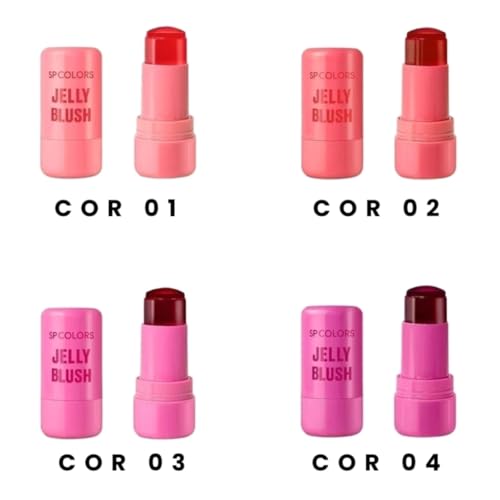 Blush Gelatina 3 em 1 SP Colors, Blush, Batom e Sombra, 4 Cores, Alta Pigmentação (03, 1)