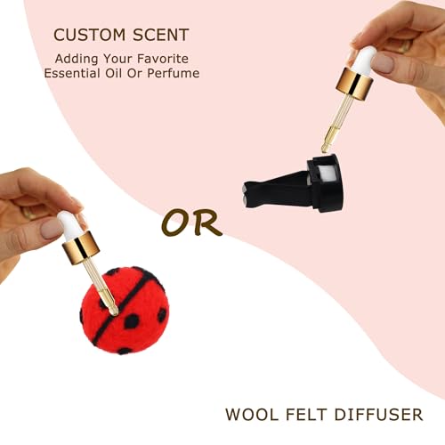 Image of ORIESSE Ladybug Car Air Freshener Vent Clip,Cute Red Car Decor,Girly Handmade Wool Felt Essential Oil Diffuser Air Vent Clip for Women