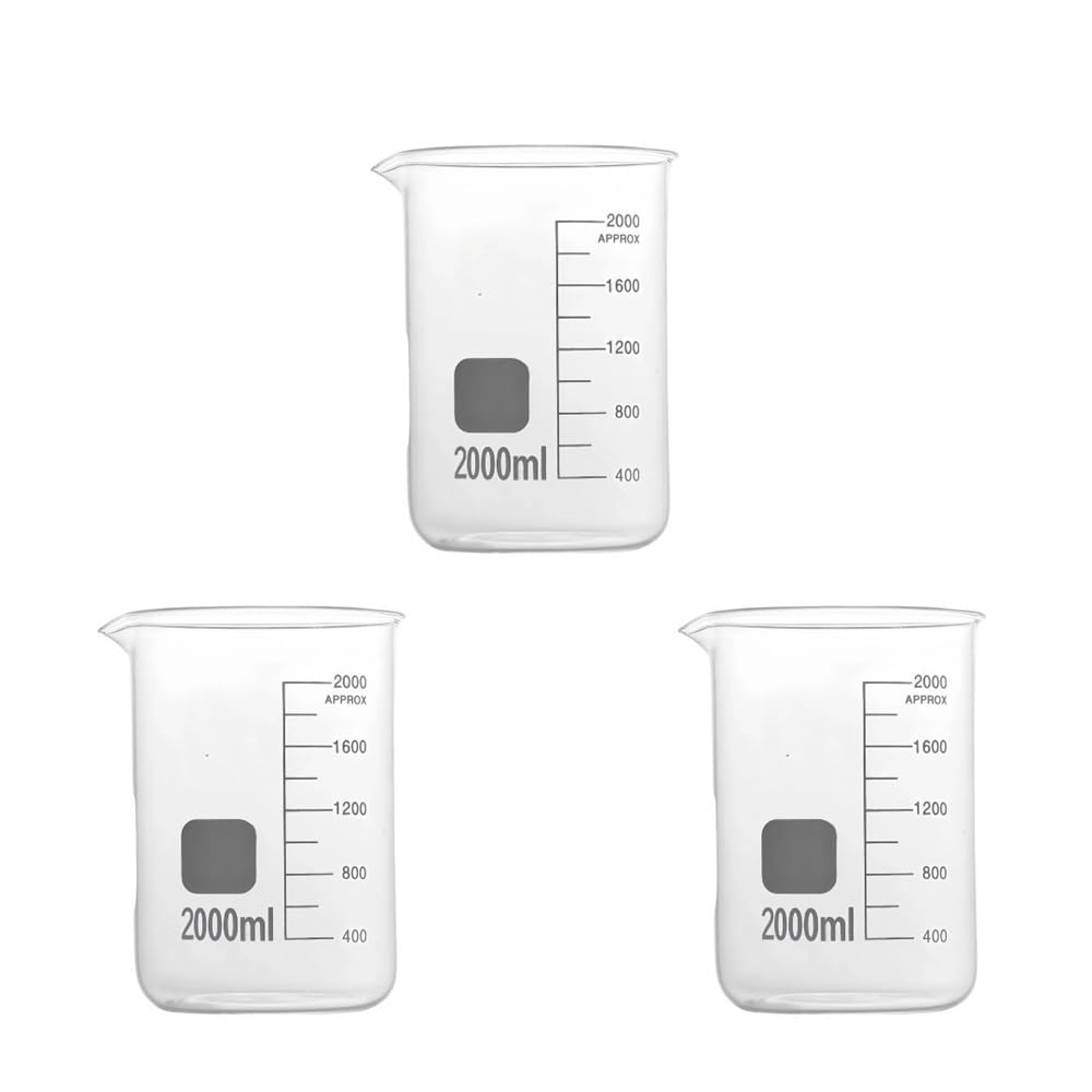 Récipient en verre de laboratoire Bécher en verre de qualité supérieure for verrerie laboratoire, capacité 2000ml, gradué borosilicate alimentaire, 1 pièce