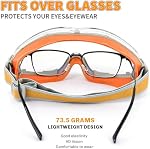 2-Pack Safety Goggles Over Glasses for Men, Anti-Fog Lab Eyewear for Chemistry, Woodworking, Construction - Safety Glasses