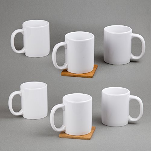Creative Home - 85355 Creative Home Set Of 6 Piece, 12 Oz Ceramic Coffee Mug Tea Cup, 3-1/4" D X 4" H, White #TOP4