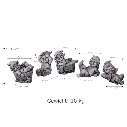 Sonderangebot: Stück 5 lustige kleine Gnome Trolle Wichtel aus Steinguss frostfest - 5