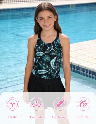 Image of ALISISTER Girls Tankini Swimsuit Two Piece Bathing Suits Summer Beach Swimwear with Shorts for 7-12 Years