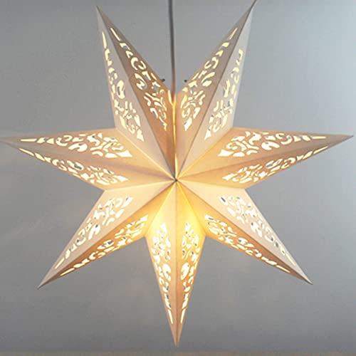 CLISPEED Christmas Paper Star Lantern Lampshade: 45cm 3D Hanging Hollow Out Paper Light Star Paper Lamp Shade for Wedding Party Xmas Decoration