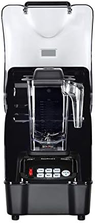 OmniBlend Omni-Q Commercial Blender with Full Sound Enclosure Shield, Quiet Heavy Duty 3-Speed, Self-Cleaning, Includes Multifunctional 2-in-1 Wet Dry Blades, 1.5 Liter Jar (Black)