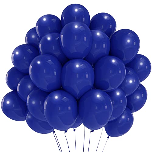 DAZAKA Ballons Anniversaire Bleu Saphir | 50 Pièces - 12" 30 cm - LATEX NATUREL Biodégradable | Ballon Gonflable Hélium | Ballon Baudruche | Décoration pour Anniversaire, Baptême, Fete Cover