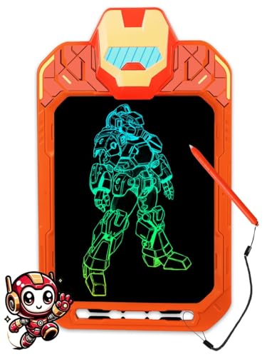LCD Schreibtafel Kinder 10 Zoll Maltafel Zaubertafel, Heldenserie Malpad ab 2 3 4 5 6 7 8 Jahre, mal tablet Kinderspielzeug Reisespielzeug Zeichentablett Geburtstag geschenk (Iron Mech Hero)