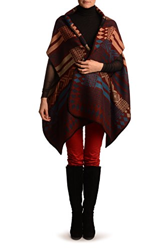 Poncho rouge LissKiss finitions soignées motif géométrique premium