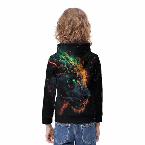 Sweat à capuche enfant imprimé lion 3D pull graphique 12-14 ans