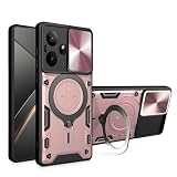 Elubugod Compatible with Realme GT 7T Case Cover,with Slide Camera Lens Cover Compatible with Realme GT7 5G RMX6688 RMX5085 Cell Phone Protective Case Pink