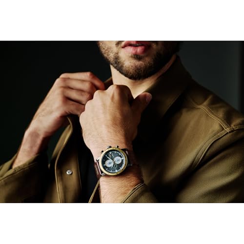 Image of CITIZEN Men's Eco-Drive Mandalorian Chronograph, 44mm Two-Tone Ion-Plated Stainless Steel Case with a Brown Leather Strap & Gray Dial (Style: CA0857-09W)