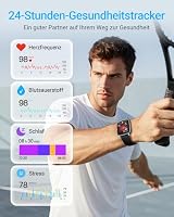 Smartwatch Herren mit Telefonfunktion, 1,85" Fitnessuhr Smart Watch, 100+ Sportmodi Fitness Tracker mit Herzfrequenz/SpO2/Schlaf Monitor Schrittzähler, IP68 Wasserdicht Sportuhr Schwarz – Ansicht 3