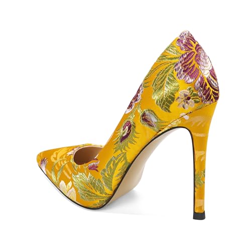 Image of Eldof Women's Classic Dress Pumps Shoes, Sexy Pointed Toe 4 inch Stiletto High Heels, Office Formal Slip On Size 5-13