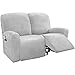 2 Seater Recliner chair covers Velvet, 6 pieces Stretch Double recliner covers for recliner chair Lounger Chair Slipcover for Loveseat Recliner Couch Covers Furniture Protector ( Color : Light gray )