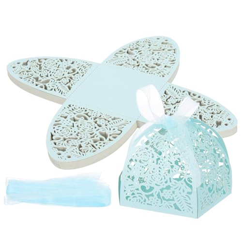 Boîtes à dragées pour mariage et fêtes de Pâques, coffrets bleu clair nacré de 24 pièces