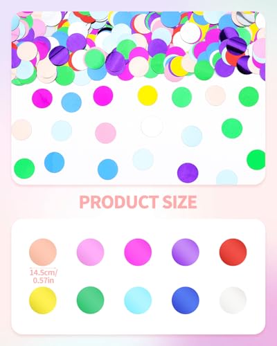 Image of Multicolor Metallic Foil Confetti, Round Confetti Glitter, Metallic Sequin Round Dots Table Glitter for Fill Balloon, Baby Shower, Wedding, Graduation, Valentine Party Decorations, 60g, 2.12 OZ