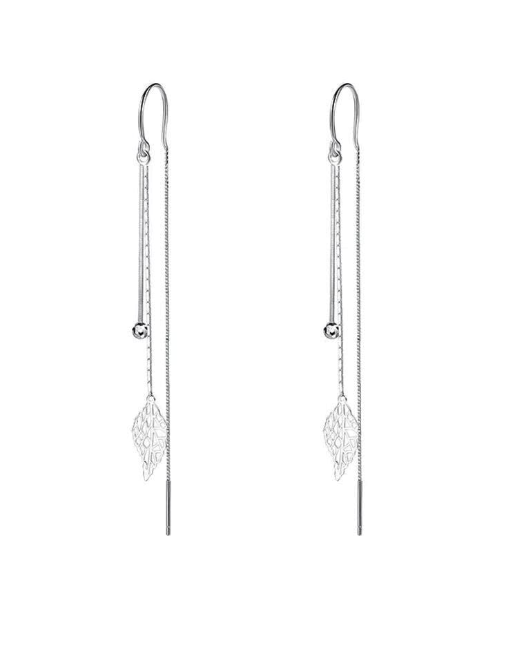 RRomaS Pendientes mujer largos plata de Ley 925 de fiesta originales elegantes hipoalargenicos,con borla en forma de hoja pluma,aretes colgantes de mujer para novias,pendientes largos plateados, caja regalo