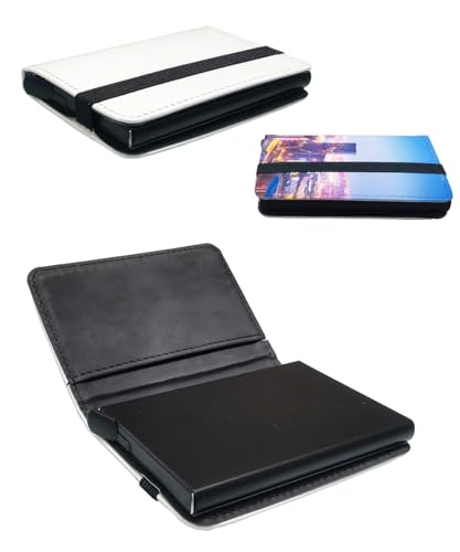 Yongkang 2 Pieces Sublimation Pop Up Automatic Credit Card Holder Wallet with Bill Slot High Temperature Resistant Leather for Women Men DIY Craft (Black)