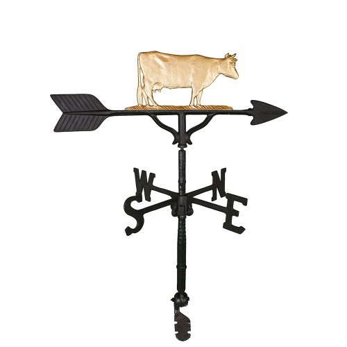 Montague Metal Products 32-Inch Weathervane With Gold Cow Ornament #TOP24