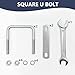 SRZTXU 2 Sets M8 Square U-Bolts,304 Stainless Steel Square u-Bolts,with Nuts,Bolt Plate and washers (2, M8 x 65mm x 80mm)