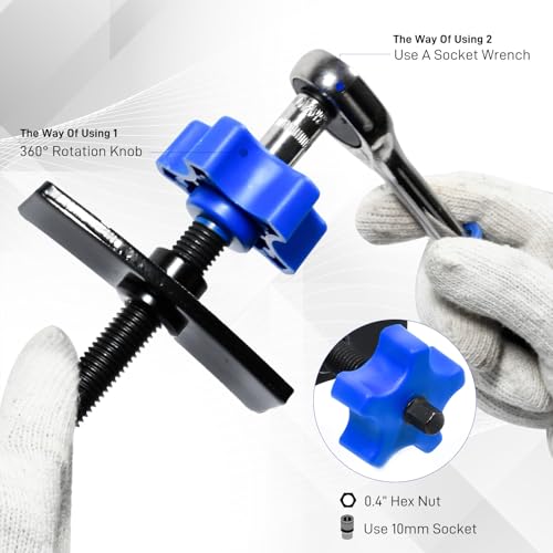 Image of 22pc Brake Caliper Wind Back Tool, Color-zinc Plated Brake Caliper Compression Tool Set with 18 Disc Adapters for Brake Pad Replacement, High Strength Storage Box