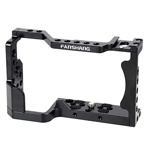 FANSHANG A6400 Camera Cage for Sony A6400, Camera Video Stabilizers with 1/4" 3/8" Mounting Points Built-in Cold Shoe Aluminum Alloy Special Vlog Housing Rig Cage for Youtuber Vlogger Video Shooting