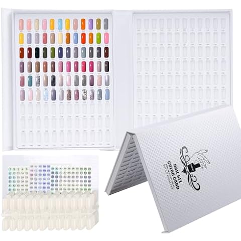 YINGJEE Professional 216 Nail Colors Display Chart, Nail Gel Polish Organizer Card Book, Nail Art Salon Nail Swatch Stick Card board Painting Practice Book Cover