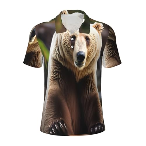 Polo homme ours marron blanc conçu en maille premium douce