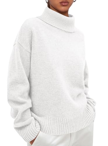 PRETTYGARDEN Womens Turtleneck Long Sleeve Sweater 2025 Fall Trendy Loose Fit Casual Tops Chunky Knit Pullover Sweaters