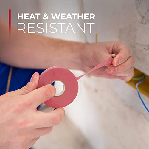 Ohlectric Professional Grade Vinyl Electrical Tape - 7Mm Thick - Heavy Duty - Flame-Retardant - Heat & Weather Resistant - 3/4" X 60' - Rated Up To 600V - Red - Ol-38387 #TOP5