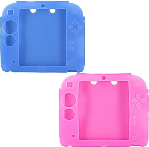 2Packs Protective Soft Silicone Rubber Gel Skin Case Cover for Nintendo 2DS (BU+PI)