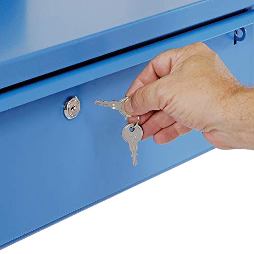 Global-Industrial-Shop-Desk-wPigeonhole-Compartments-Pegboard-Riser-wShelf-34-12W-x-30D-x38-to-42-12H-Bue