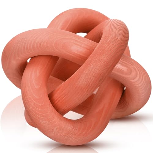 Image of Yalikop 3 Link Wood Knot Decor Rustic Home Decor Accents Hand Carved Coffee Table Decoration, Boho Chain Link Decoration, Modern Shelf, Rustic Objects for Home Living Room Bedroom(Orange)
