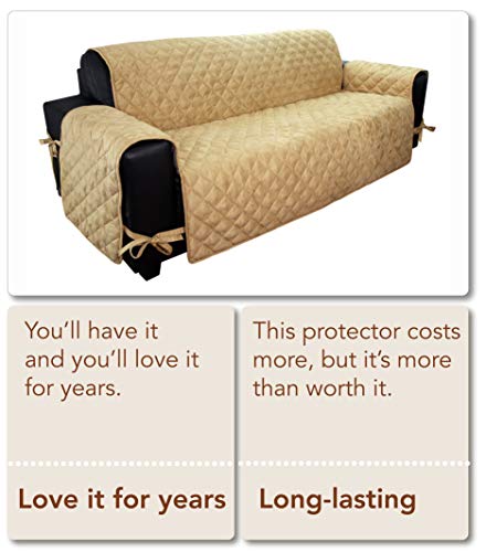 Floppy Ears Design Waterproof Faux Suede Microfiber Stay In Place Couch Protector Furniture Cover (Large Three Cushion Couch, Tan) #TOP2