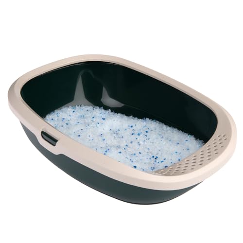 kooa - Schalentoilette für Katzen | aus 100% recyceltem Plastik | tiefer Einstieg | Löcher im Rand zum Streu-Abstreifen | Maße: 53 x 41 x 16 cm