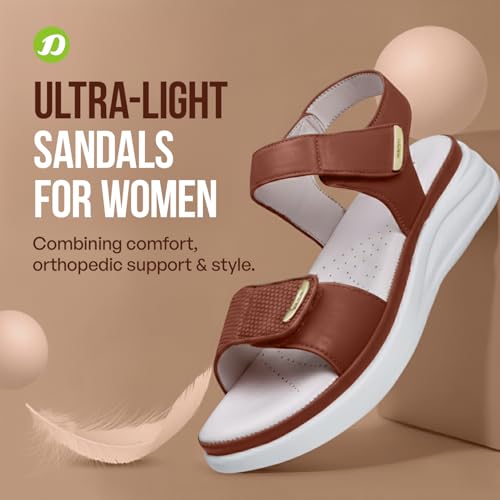 Image of DOCTOR EXTRA SOFT Women's Ultra Lightweight Sandals with Memory Foam Cushion|Stylish & Comfortable|Casual & Non-Slip|Diabetic & Orthopedic Flip Flops with Adjustable Strap Ladies & Girls New-D-610