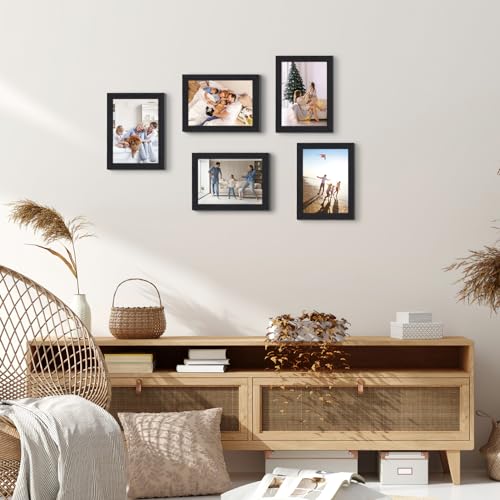HORLIMER 7x5 Photo Frames Set of 15, Black Picture Frames 7x5, Wooden 5x7 Photo Frame Display 5 by 7 Photo for Wall or Tabletop - Image 3